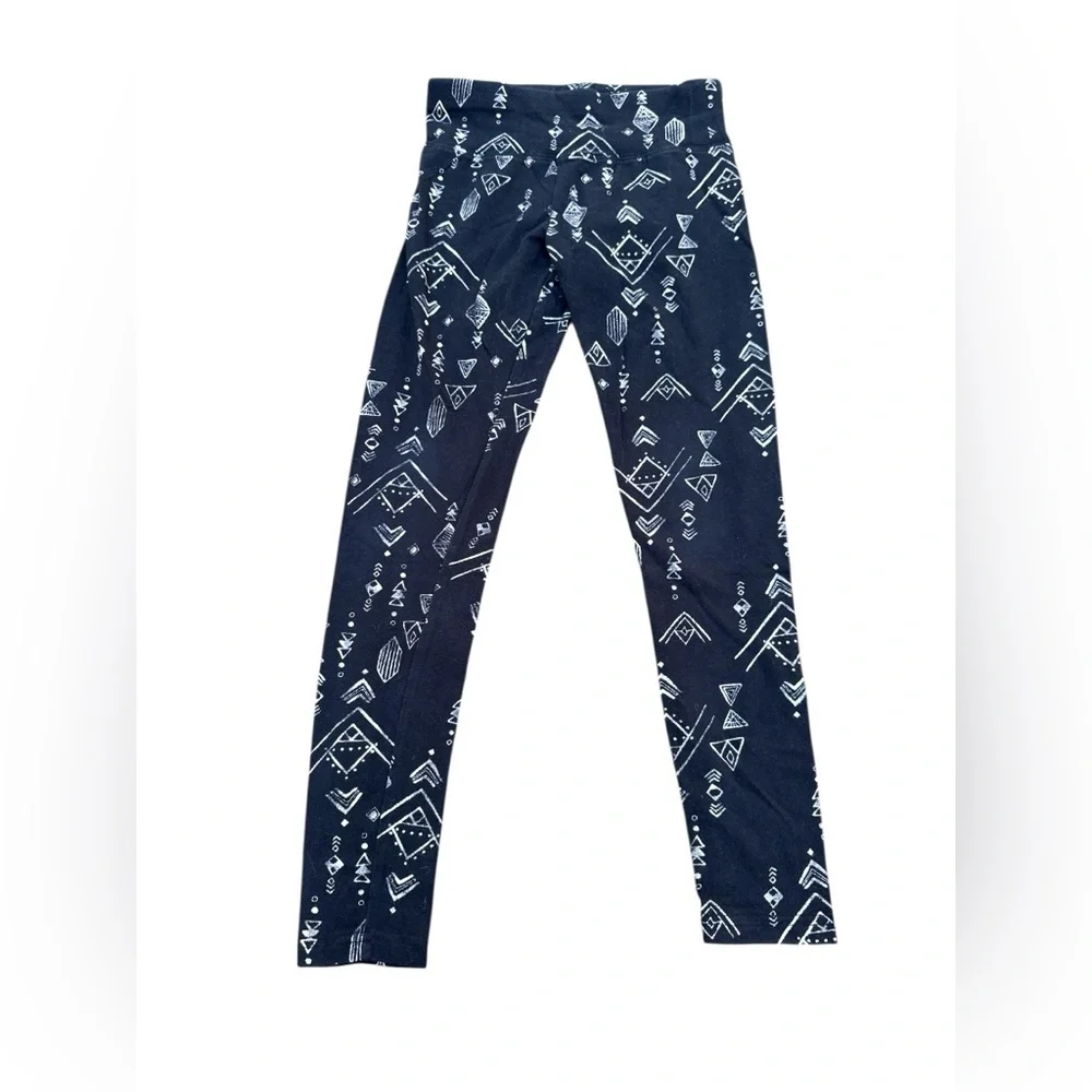 Girls Justice Black Tribal Print Leggings Size 8 Elastic Waist Stretchy Pants